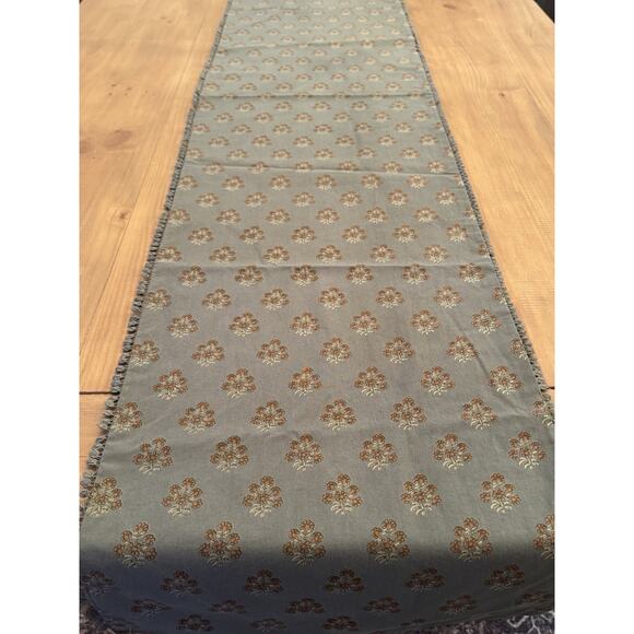 Magnolia Olive Green Floral Block Print Table Runner 16" x 72" NWT - Picture 8 of 12